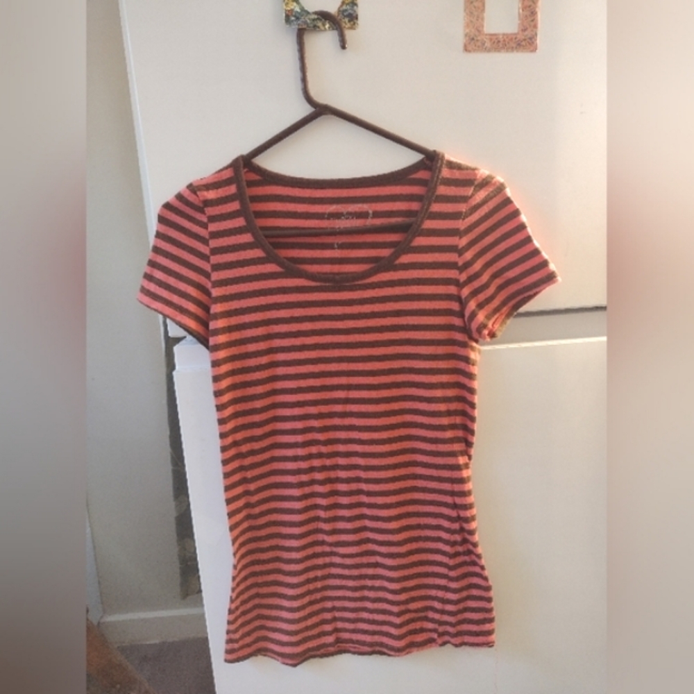 Rue21 Pink and Brown Short Sleeve Tee Size L.